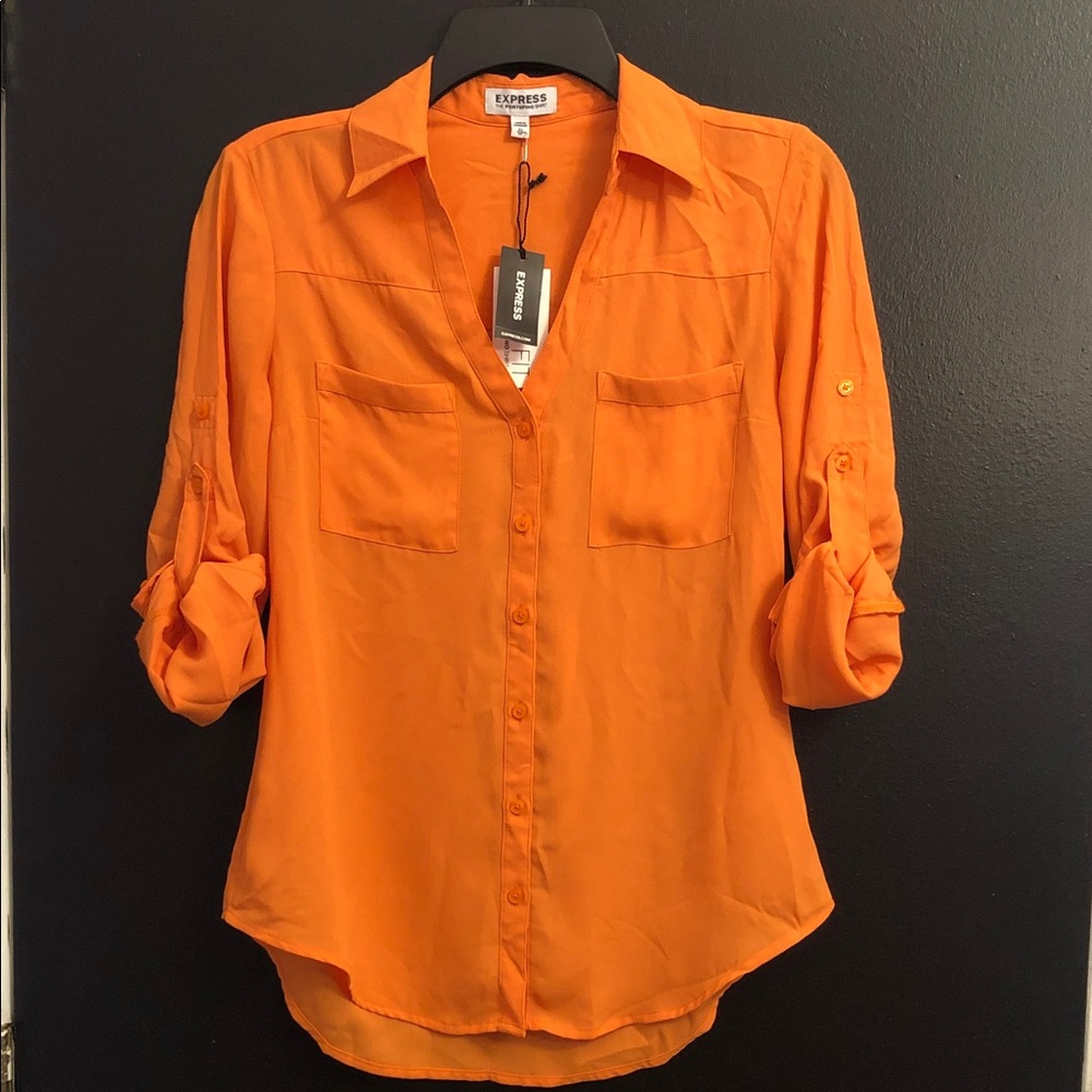Express Citrus Orange Portofino Blouse